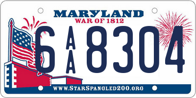 MD license plate 6AA8304