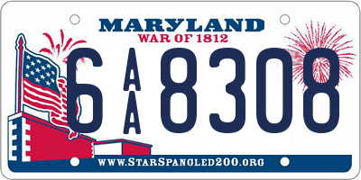 MD license plate 6AA8308