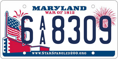 MD license plate 6AA8309