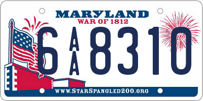 MD license plate 6AA8310