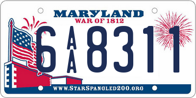 MD license plate 6AA8311