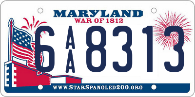 MD license plate 6AA8313