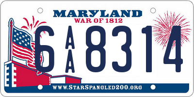 MD license plate 6AA8314