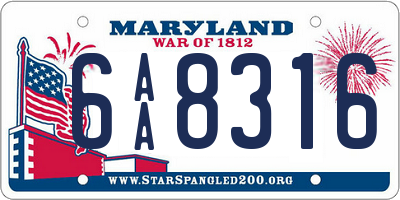 MD license plate 6AA8316