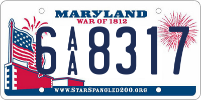 MD license plate 6AA8317