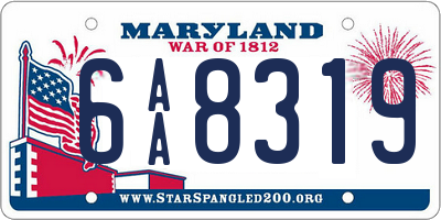 MD license plate 6AA8319