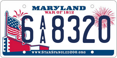 MD license plate 6AA8320