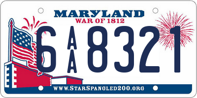 MD license plate 6AA8321