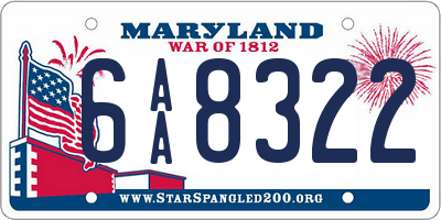 MD license plate 6AA8322