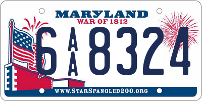 MD license plate 6AA8324