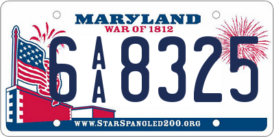 MD license plate 6AA8325