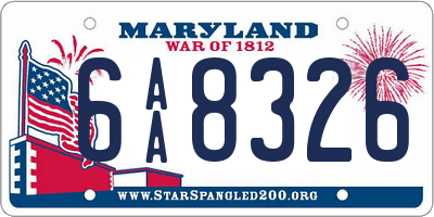 MD license plate 6AA8326