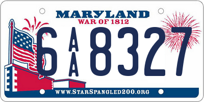 MD license plate 6AA8327