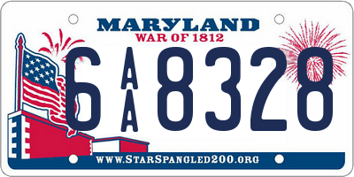 MD license plate 6AA8328