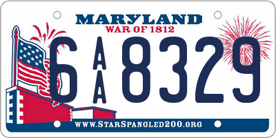 MD license plate 6AA8329