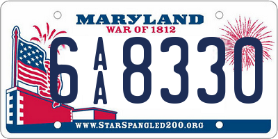 MD license plate 6AA8330