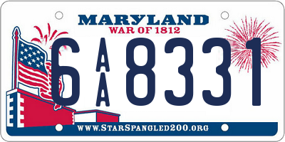 MD license plate 6AA8331