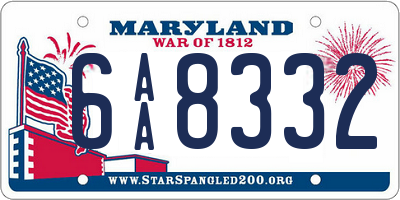 MD license plate 6AA8332