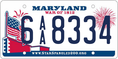 MD license plate 6AA8334