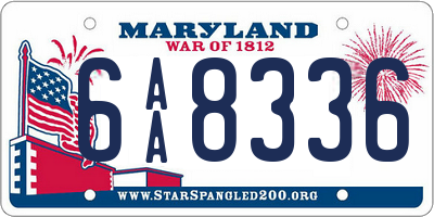 MD license plate 6AA8336