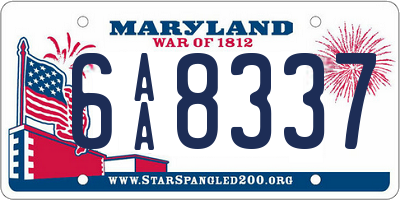 MD license plate 6AA8337