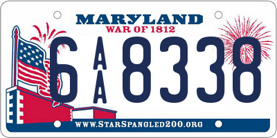 MD license plate 6AA8338