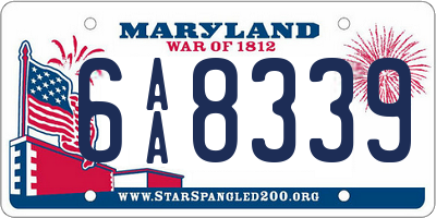 MD license plate 6AA8339