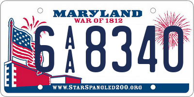 MD license plate 6AA8340