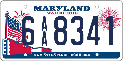 MD license plate 6AA8341