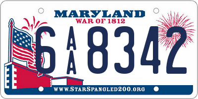 MD license plate 6AA8342