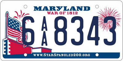 MD license plate 6AA8343