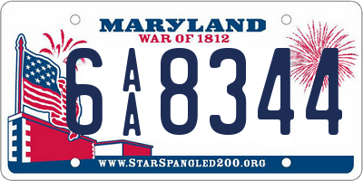 MD license plate 6AA8344