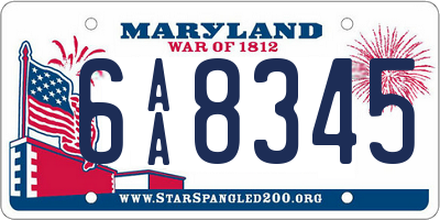 MD license plate 6AA8345