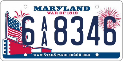 MD license plate 6AA8346