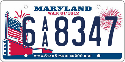 MD license plate 6AA8347