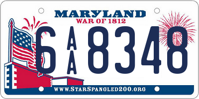 MD license plate 6AA8348