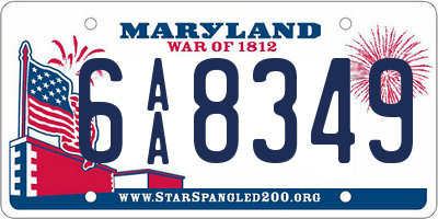 MD license plate 6AA8349