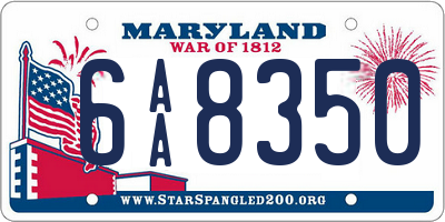 MD license plate 6AA8350