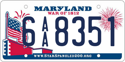 MD license plate 6AA8351