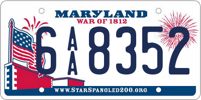 MD license plate 6AA8352