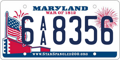 MD license plate 6AA8356