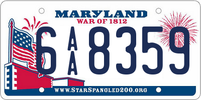 MD license plate 6AA8359