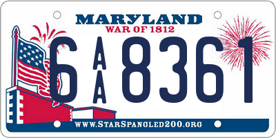 MD license plate 6AA8361