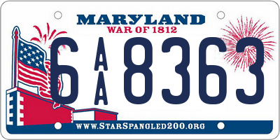 MD license plate 6AA8363