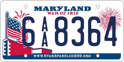 MD license plate 6AA8364