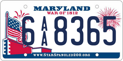 MD license plate 6AA8365