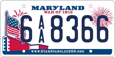 MD license plate 6AA8366