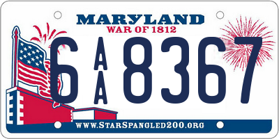 MD license plate 6AA8367