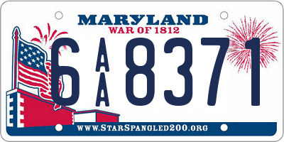 MD license plate 6AA8371