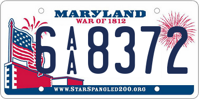 MD license plate 6AA8372